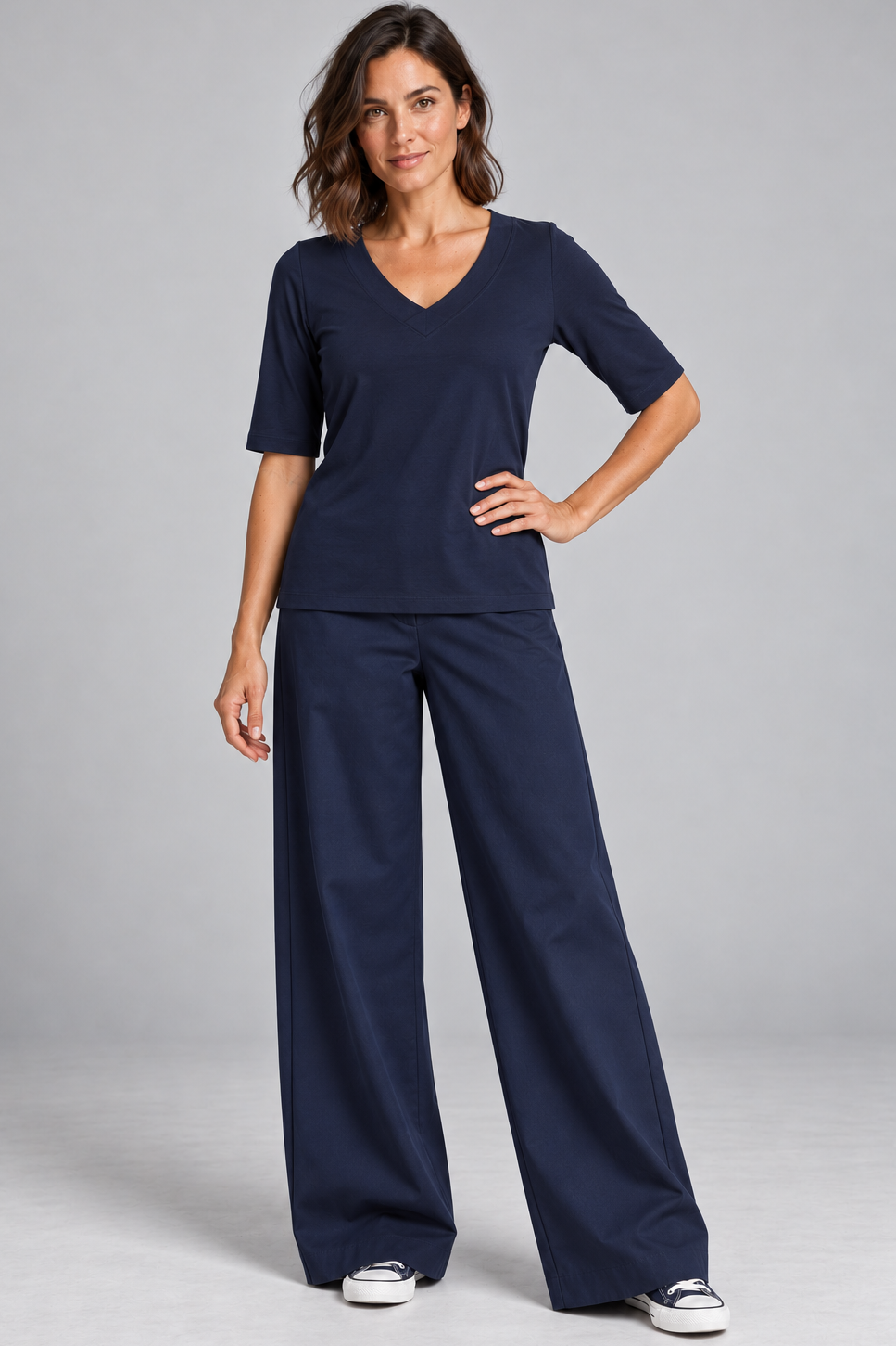 Sailor Stretch Pant - Navy Cotton Drill - Paula Ryan