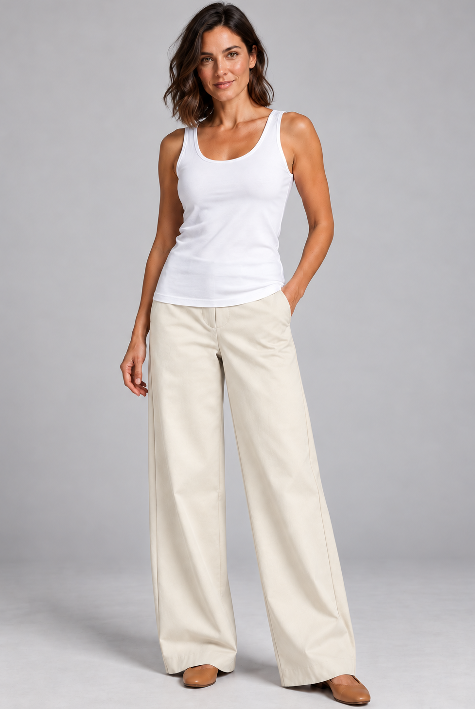 Sailor Stretch Pant - Sand Cotton Drill - Paula Ryan