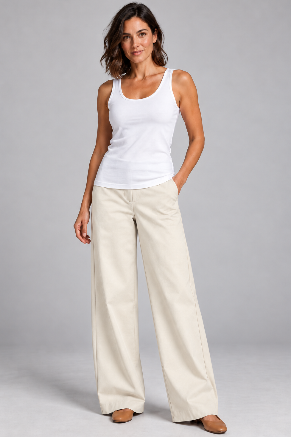 Sailor Stretch Pant - Sand Cotton Drill - Paula Ryan