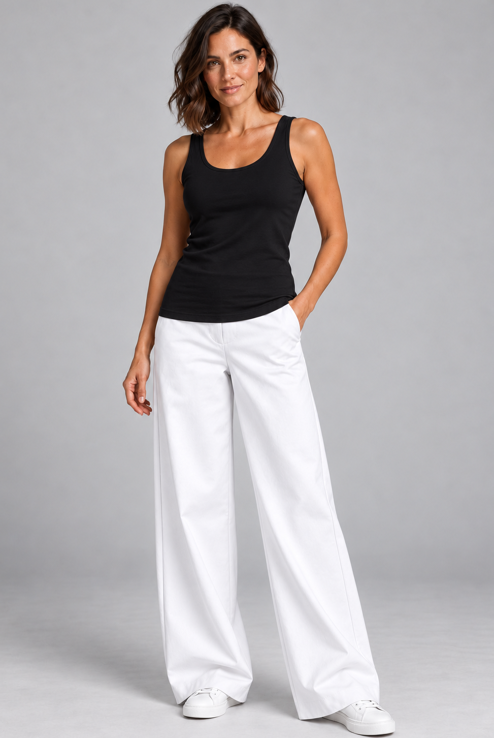 Sailor Stretch Pant - White Cotton Drill - Paula Ryan
