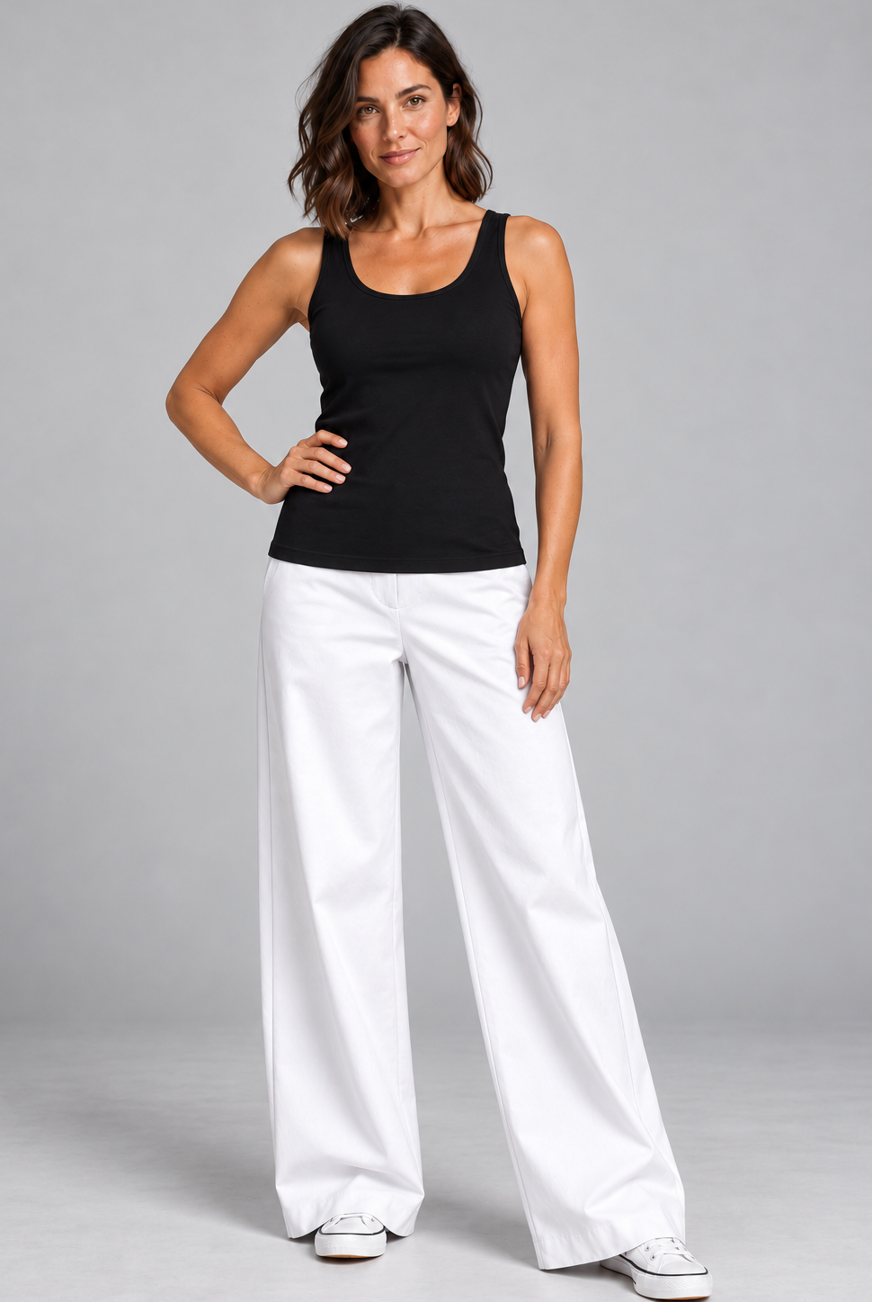 Sailor Stretch Pant - White Cotton Drill - Paula Ryan
