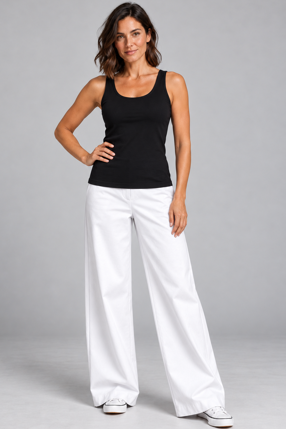 Sailor Stretch Pant - White Cotton Drill - Paula Ryan