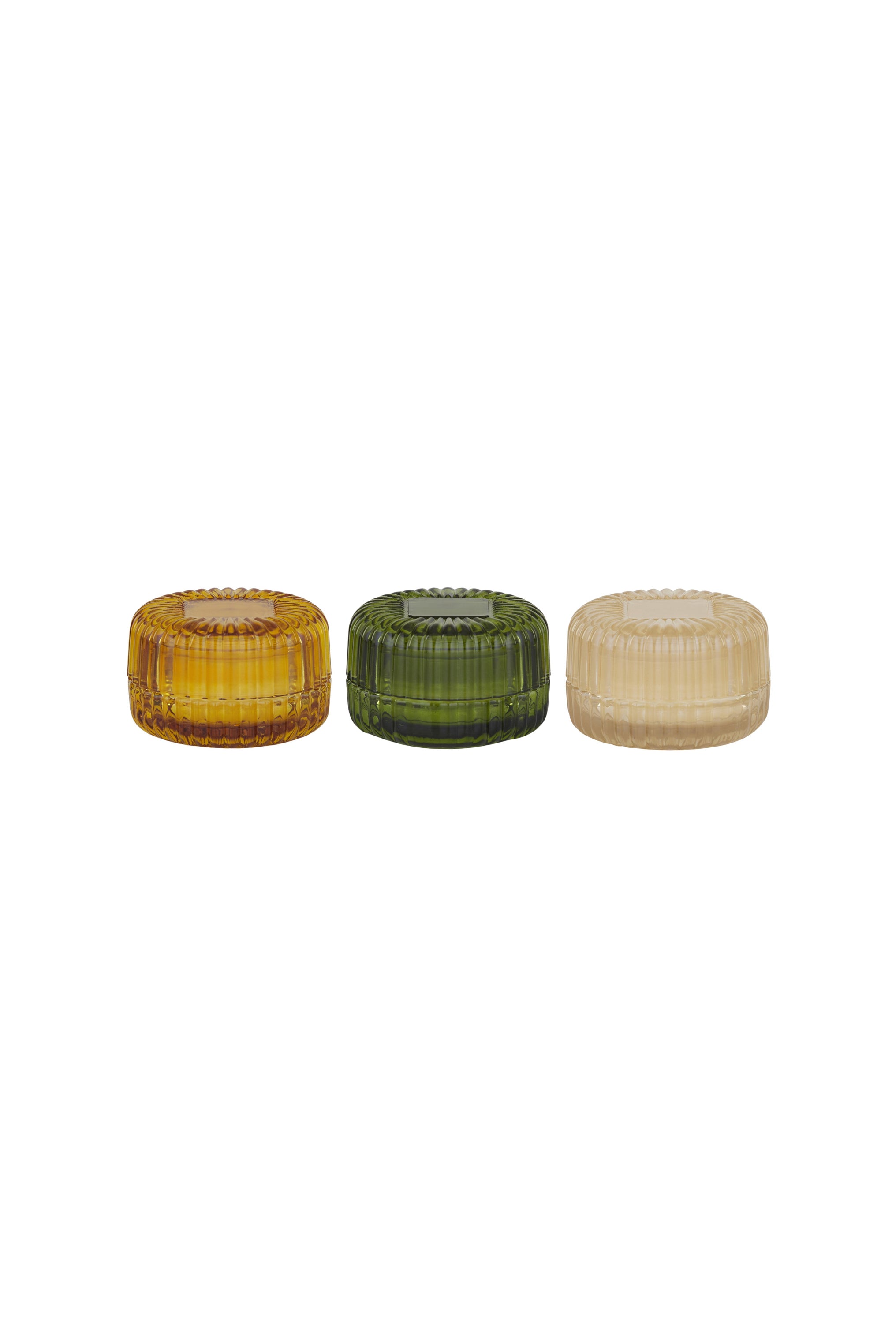 Linha Candle in Ribbed Glass - Green - Magpie Style