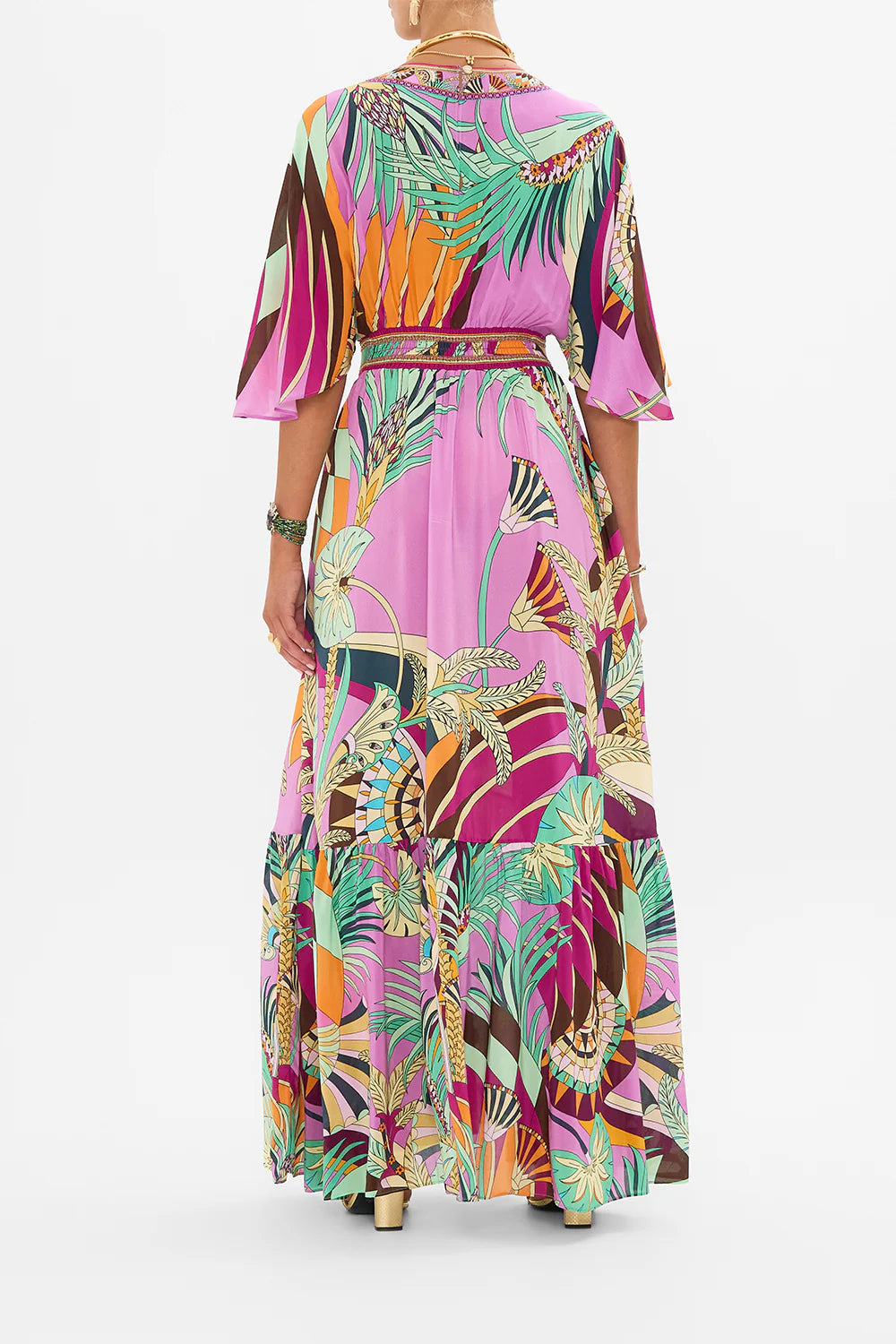 CAMILLA - Waisted Dress With Hem Ruffle Giza Goddess - Magpie Style