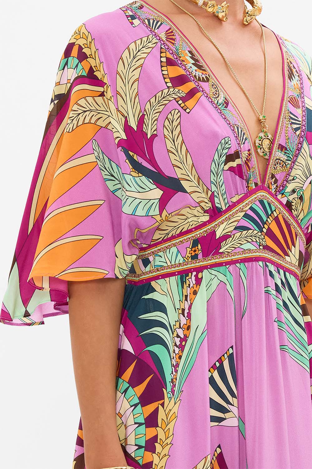 CAMILLA - Waisted Dress With Hem Ruffle Giza Goddess - Magpie Style