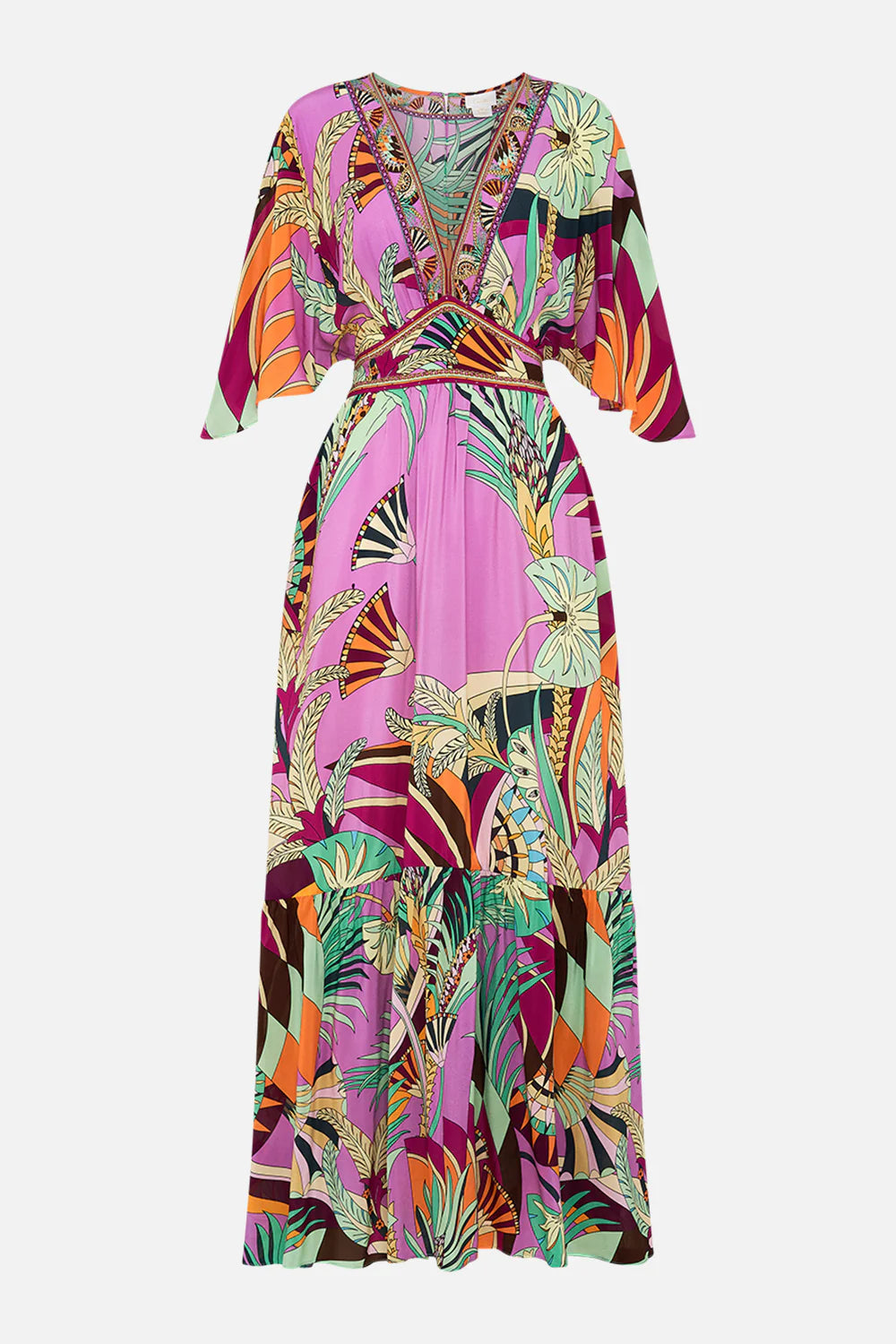 CAMILLA - Waisted Dress With Hem Ruffle Giza Goddess - Magpie Style