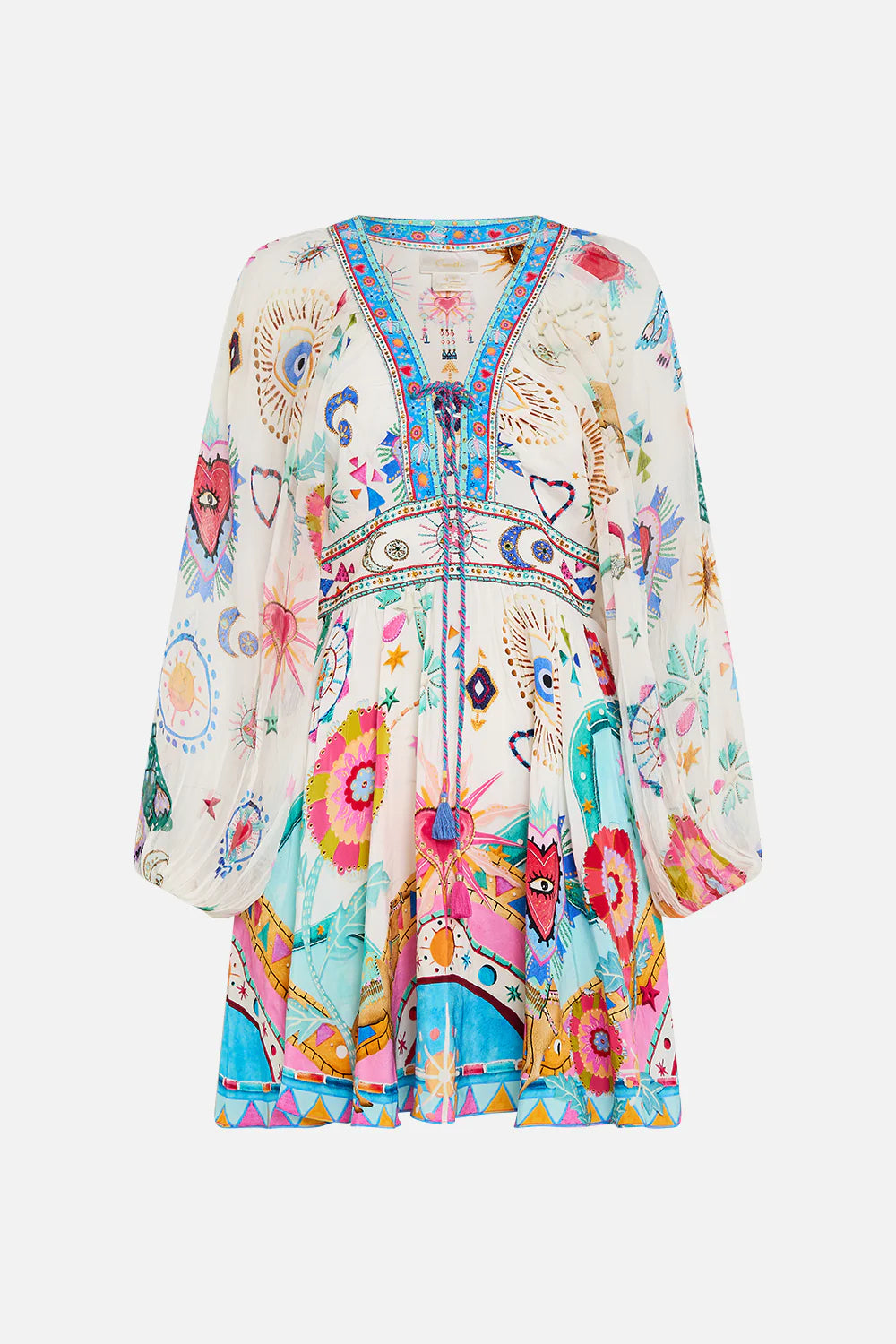 CAMILLA Lace Up Front Short Dress - Living In Colour - Magpie Style