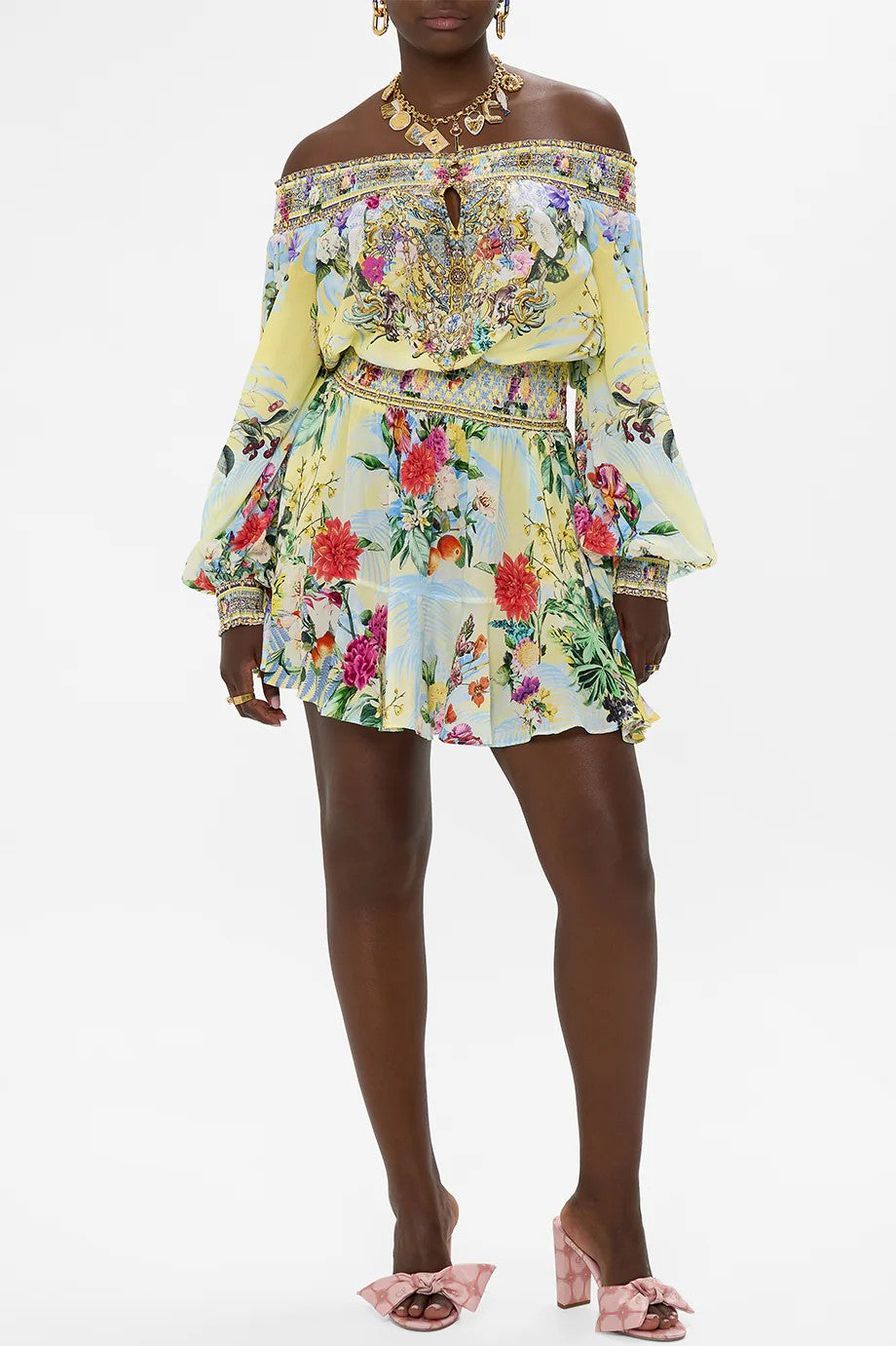 CAMILLA Off Shoulder Short Dress - Flor Fantastica - Magpie Style