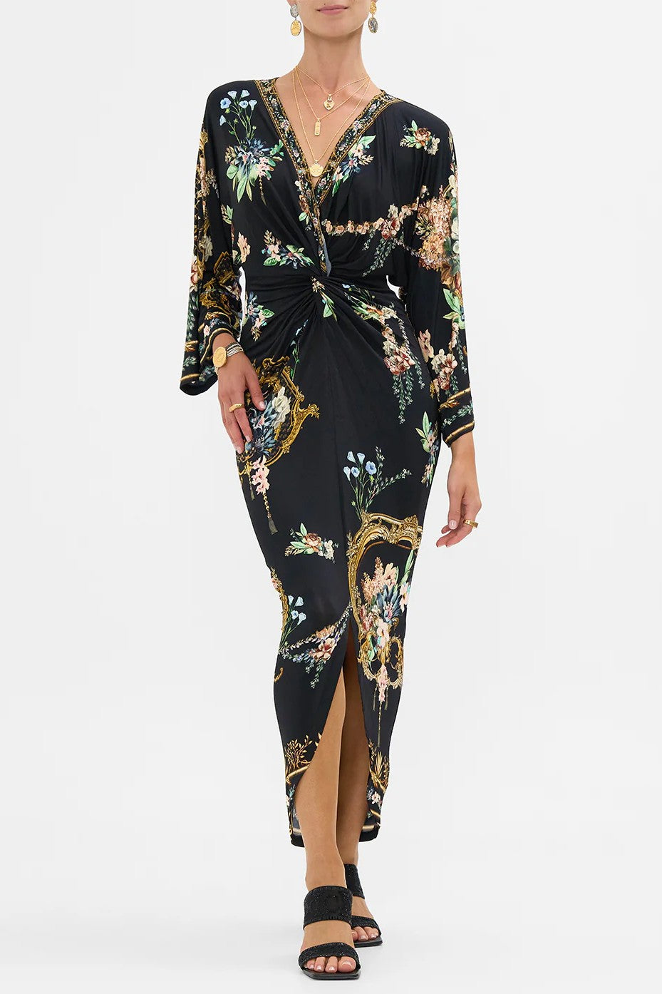 CAMILLA Long Split Front Twist Dress - Noble Endeavours - Magpie Style