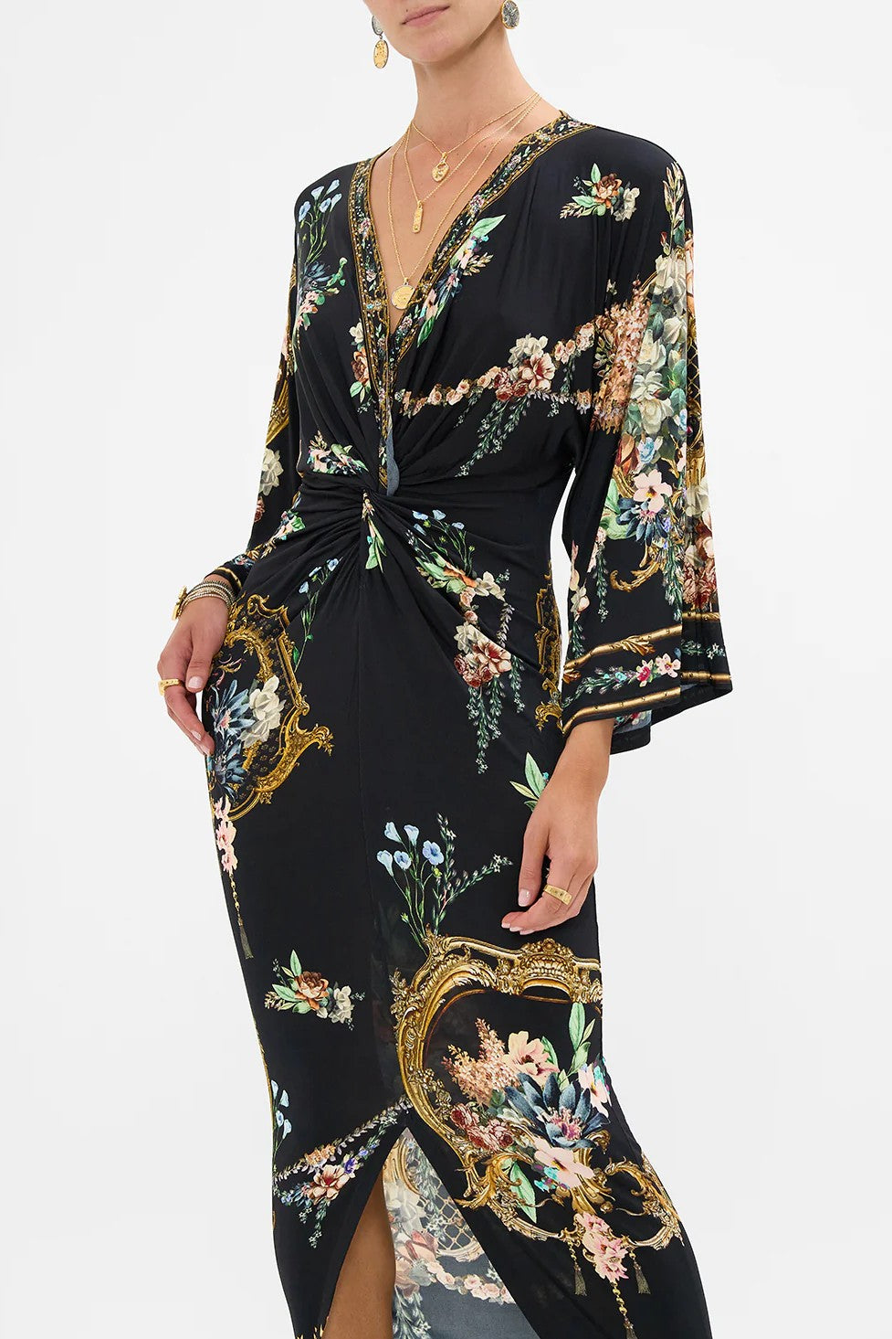 CAMILLA Long Split Front Twist Dress - Noble Endeavours - Magpie Style