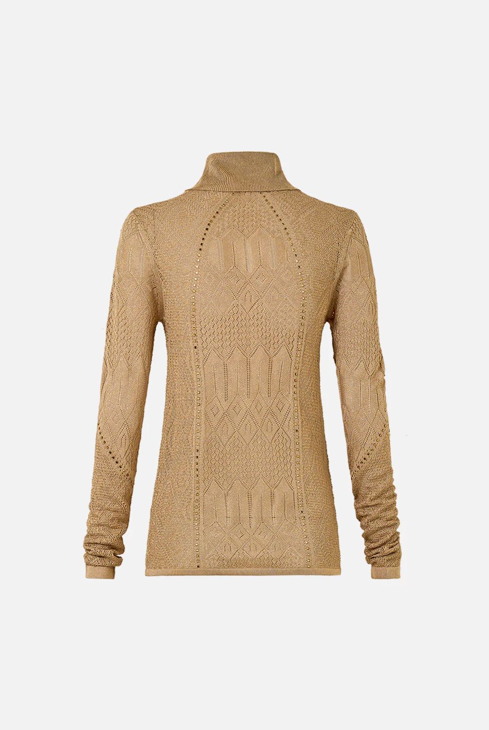 CAMILLA Fitted Pointelle Turtle Neck Knit - Ornate On A Plate - Magpie Style
