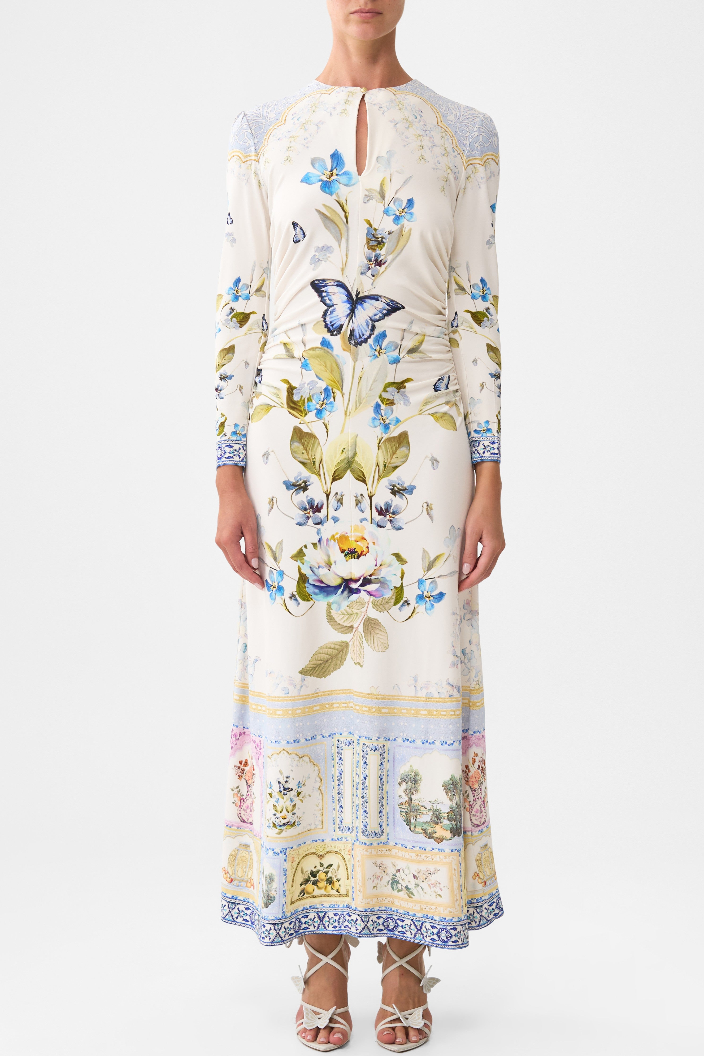 CAMILLA Gathered Jersey Long Dress - Botanical Ballads - Magpie Style