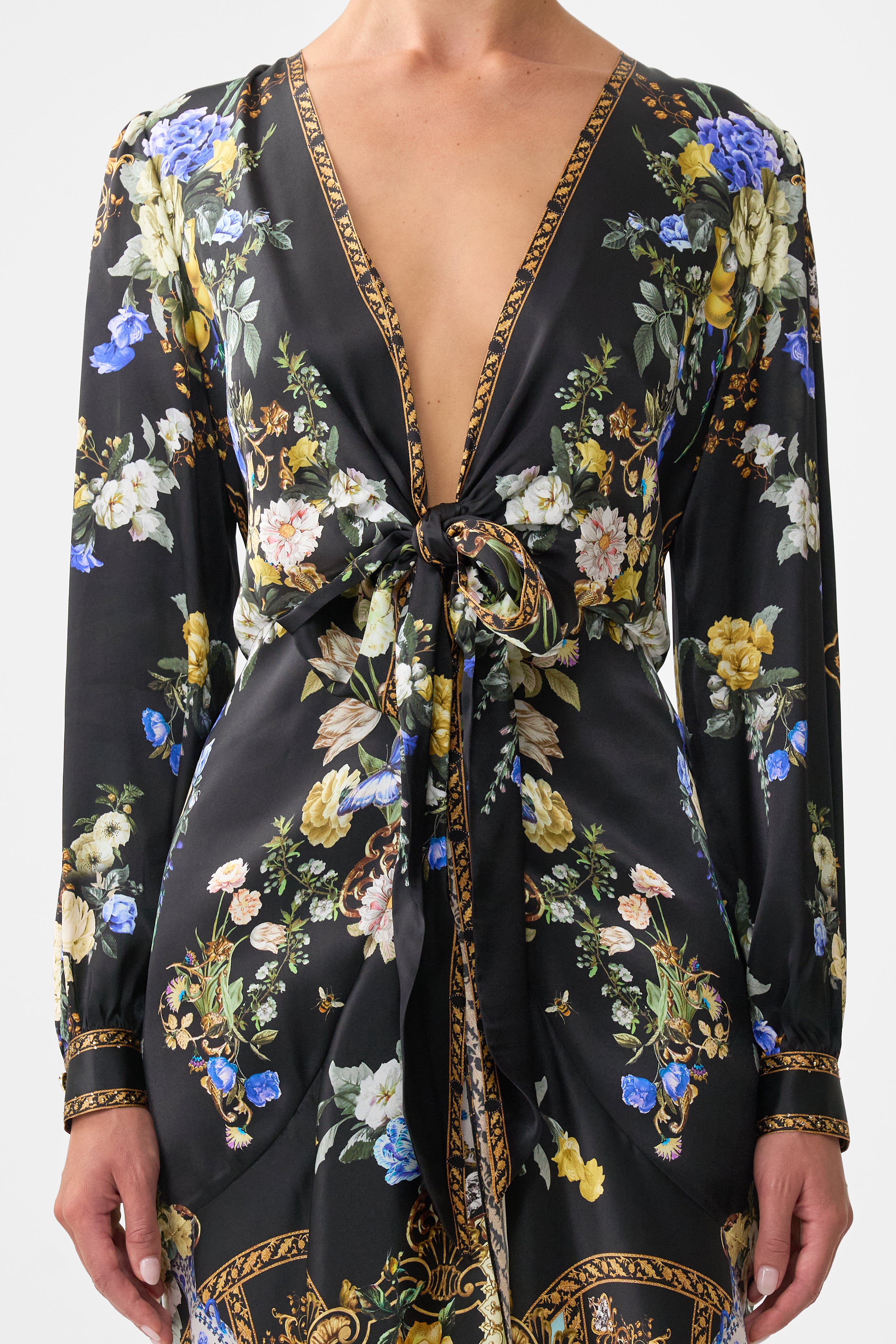 CAMILLA Tie Waist Long Sleeve Dress - Ottoman Elegance - Magpie Style