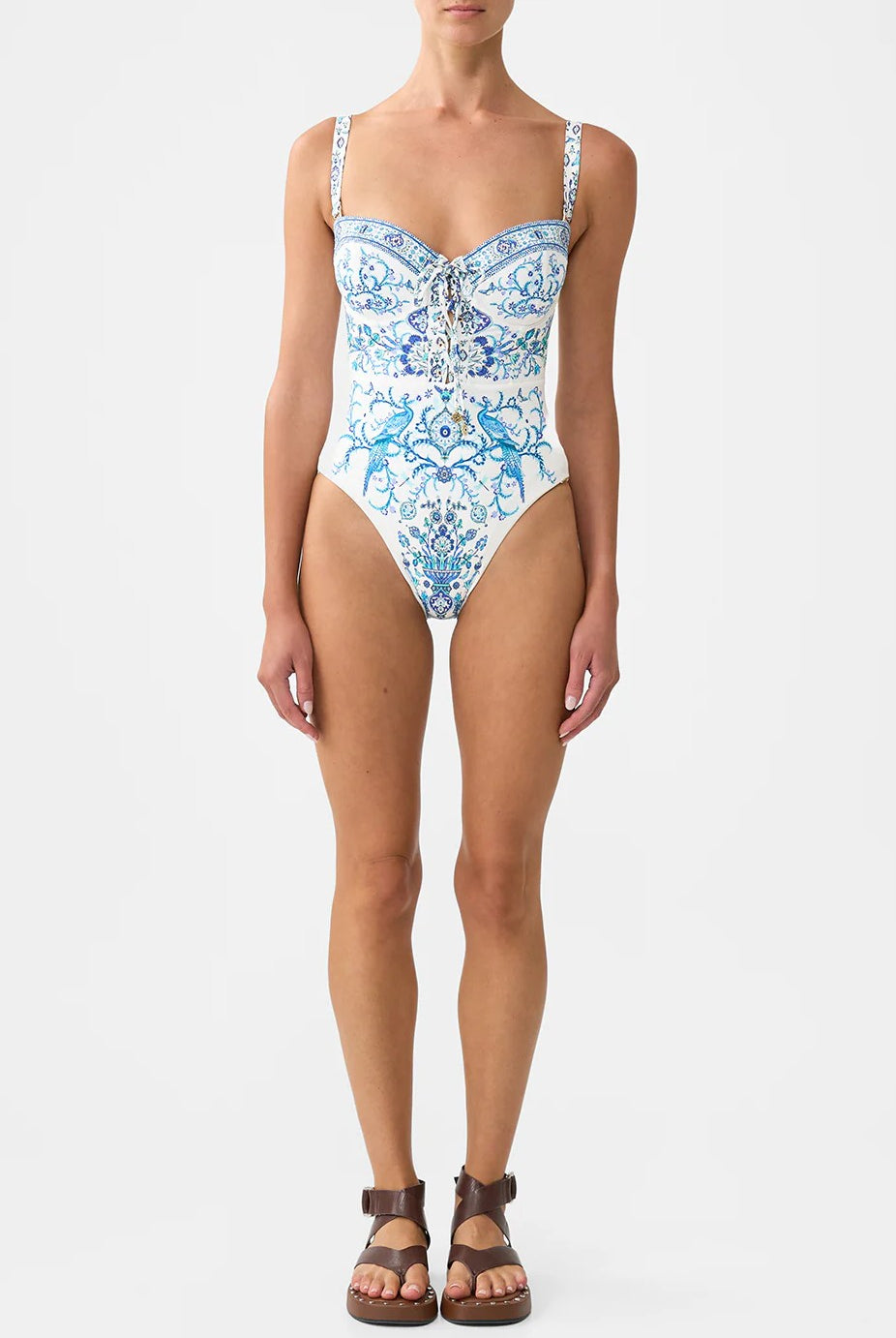 CAMILLA Lace Up Underwire Moulded Cup One Piece - Isnik Lullaby - Magpie Style