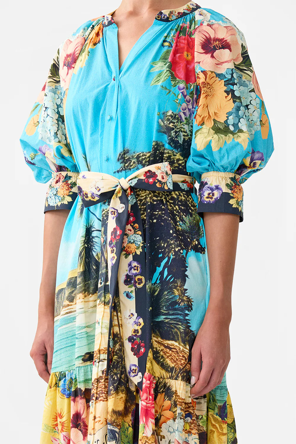 CAMILLA Tiered Shirt Dress with Short Sleeve - Bathing Bombshell - Magpie Style