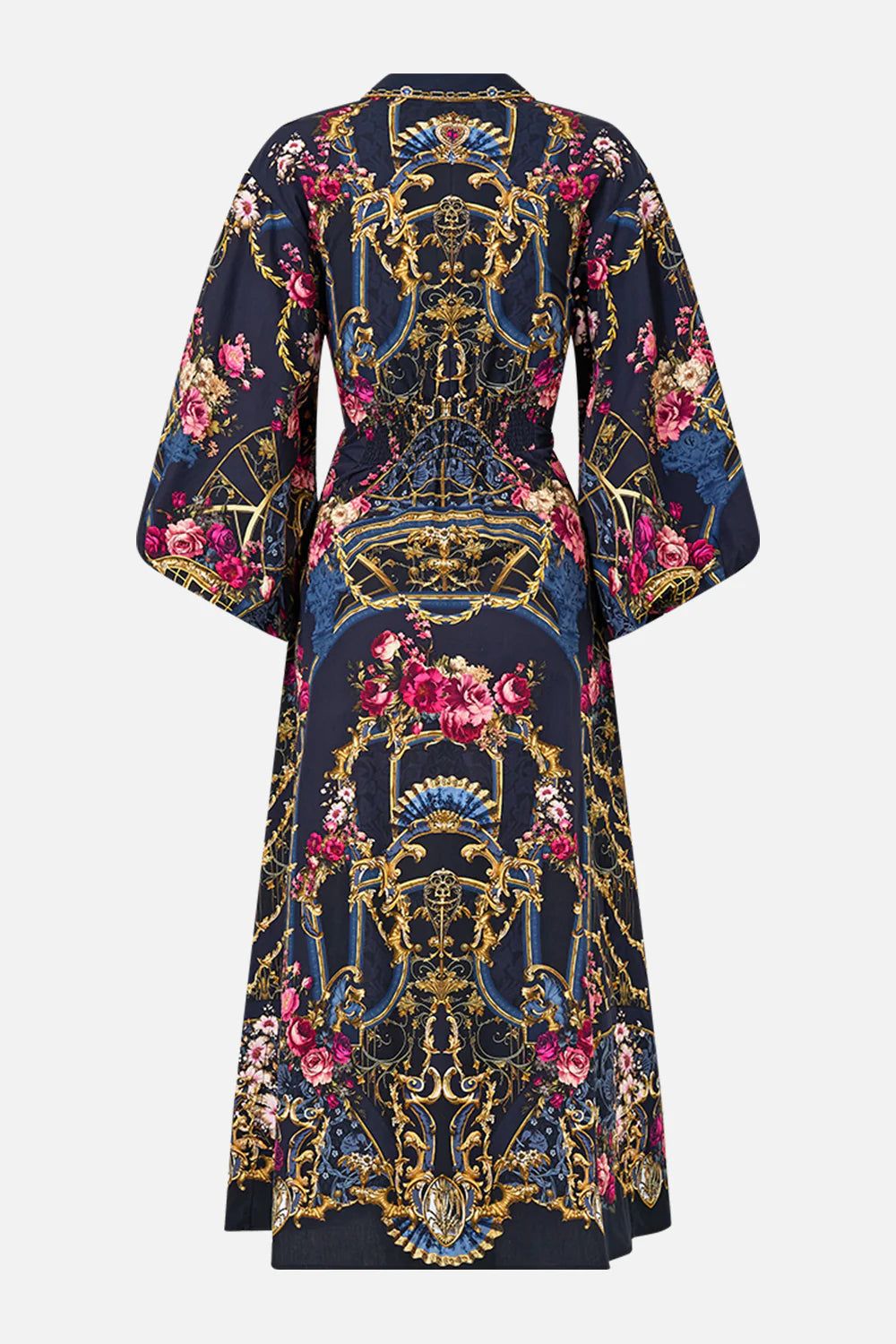 CAMILLA Waist Tie Shirt Dress with Bubble Sleeve - Ornate On A Plate - Magpie Style