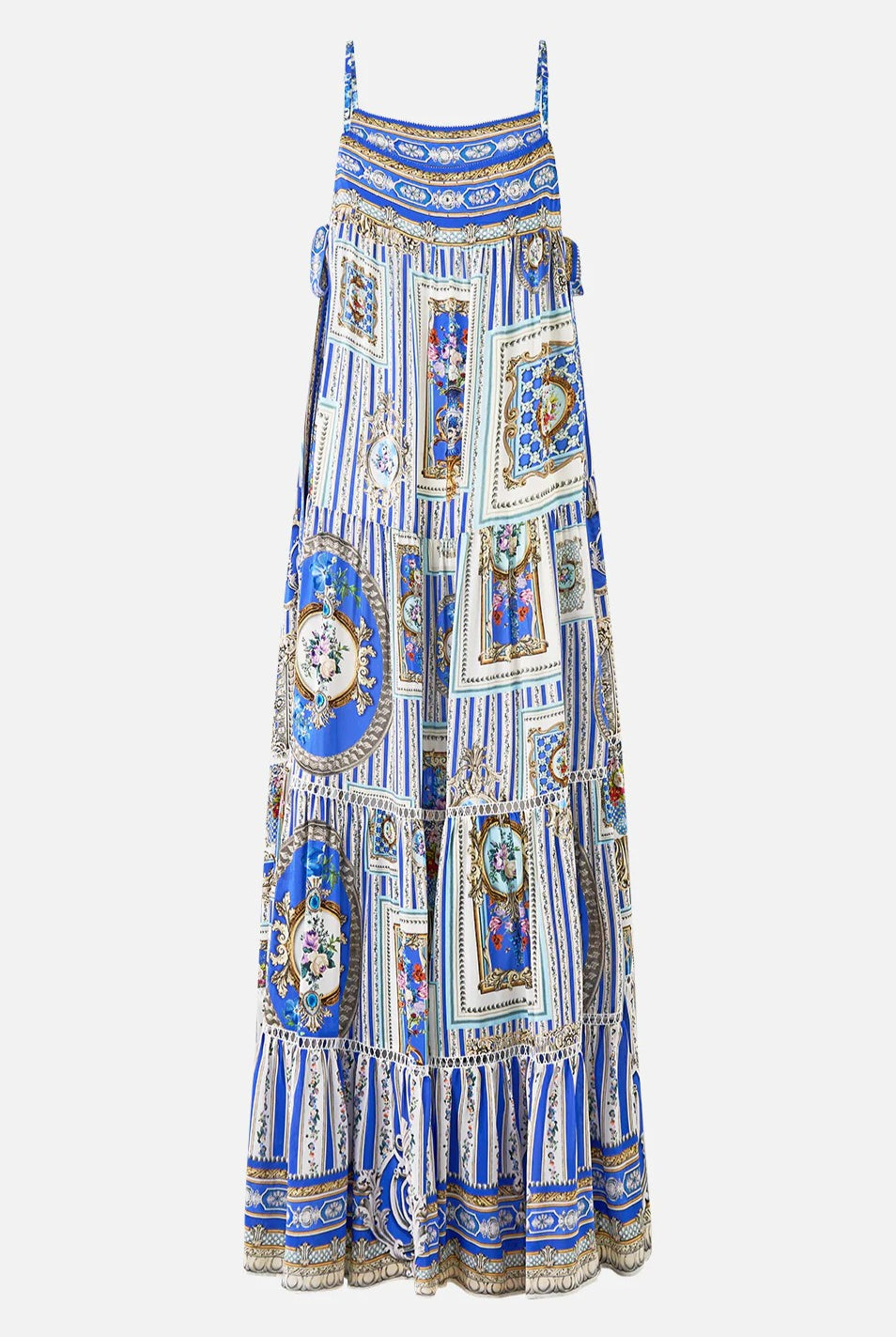 CAMILLA Long Tiered Dress with Bow Ties - Ottoman Opulence - Magpie Style