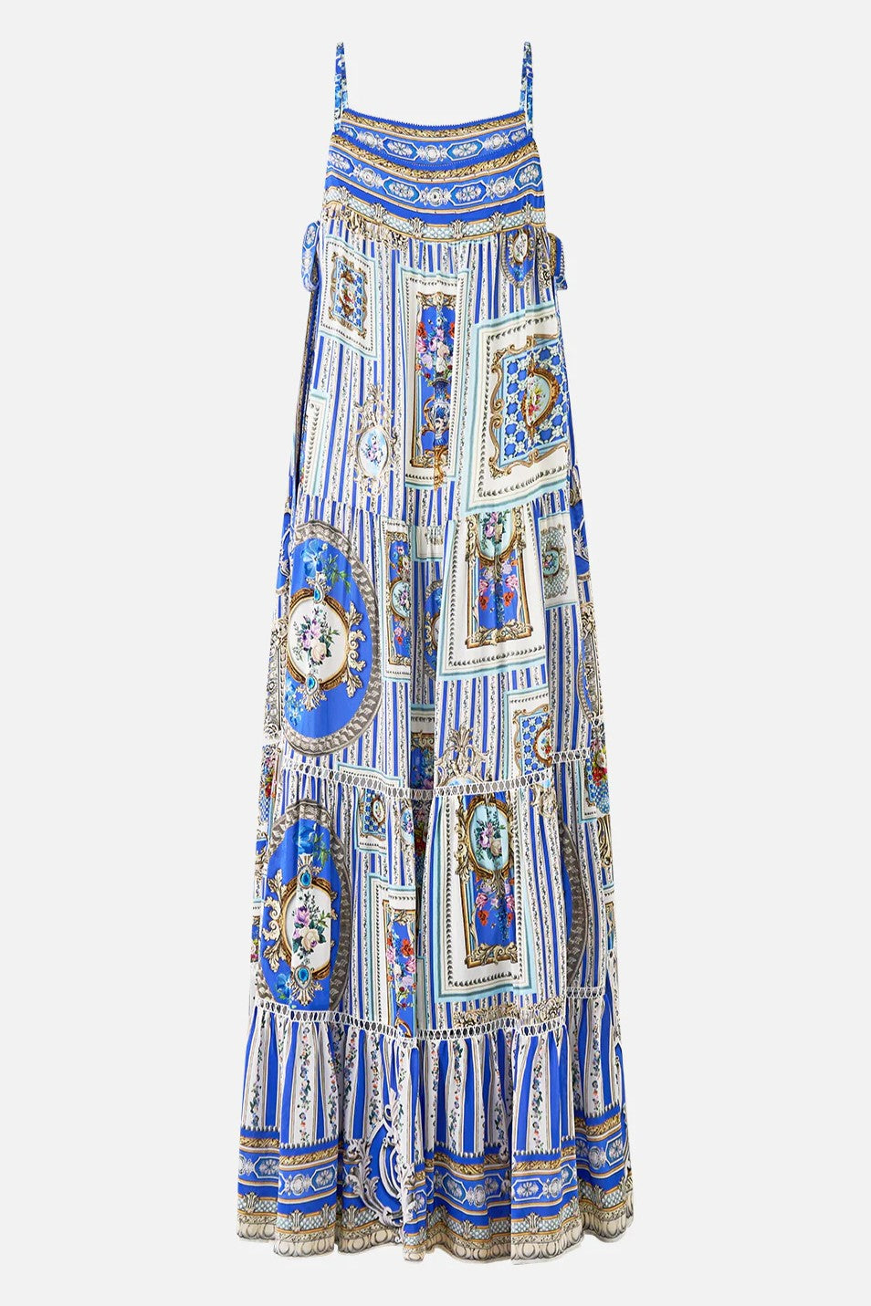 CAMILLA Long Tiered Dress with Bow Ties - Ottoman Opulence - Magpie Style