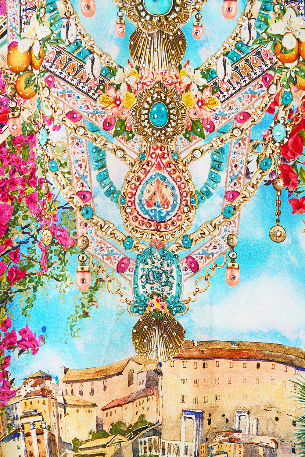 CAMILLA Tie Sleeve Short V Neck Kaftan - Meet Me In Mallorca - Magpie Style