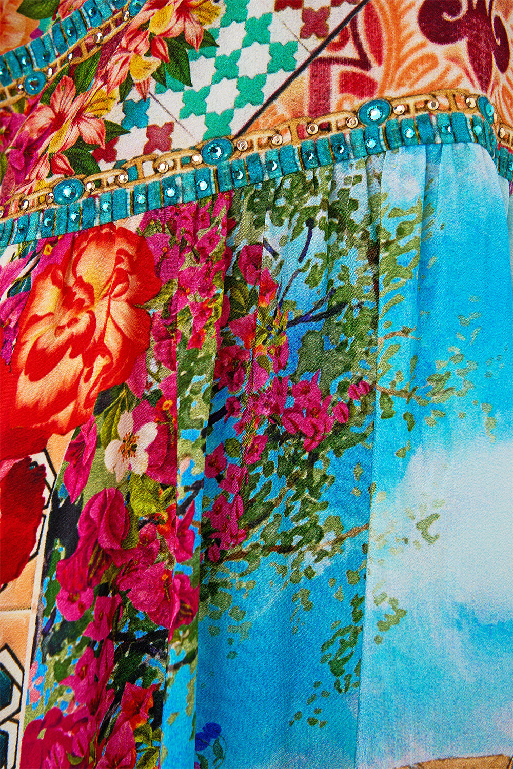 CAMILLA Waisted Dress with Hem Ruffle - Meet Me In Mallorca - Magpie Style