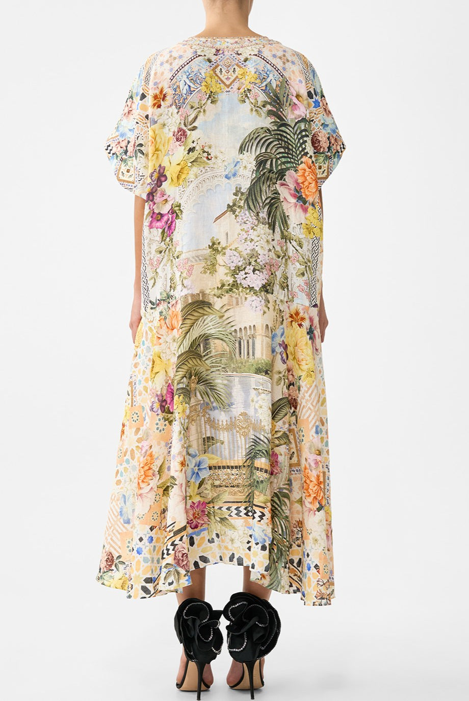 CAMILLA V Neck Kaftan with Drop Waist - The Architects of Alcazar - Magpie Style
