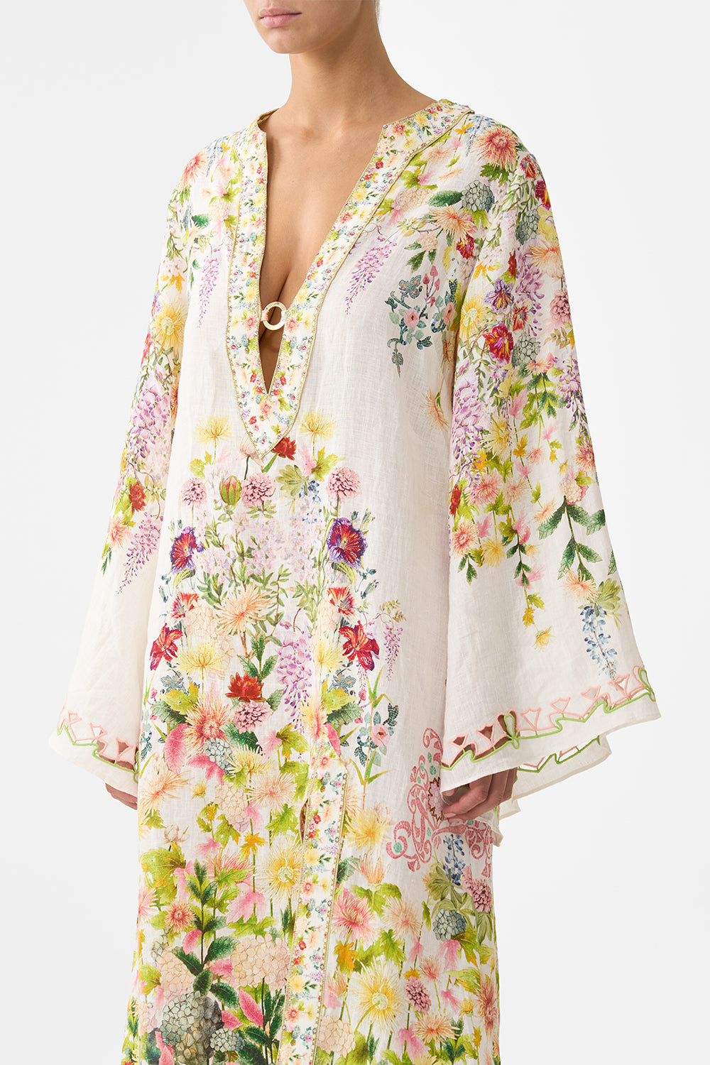 CAMILLA Deep V Neck Hardware Kaftan - The Call of Catalonia - Magpie Style