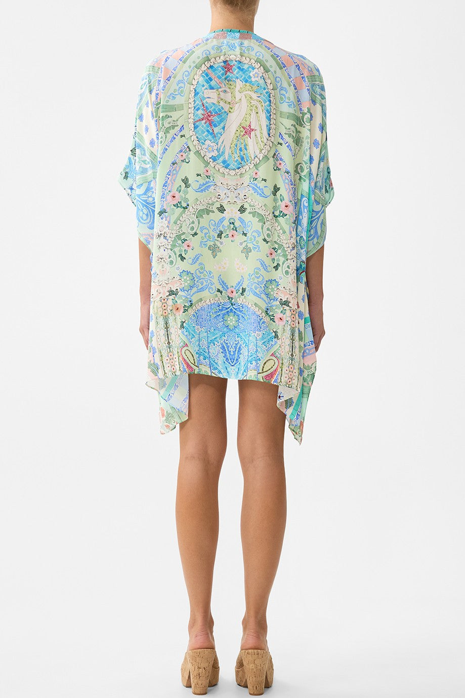 CAMILLA Short Lace Up Kaftan - Midsummer Mosaics - Magpie Style