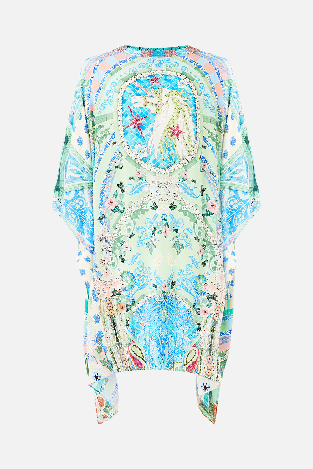 CAMILLA Short Lace Up Kaftan - Midsummer Mosaics - Magpie Style