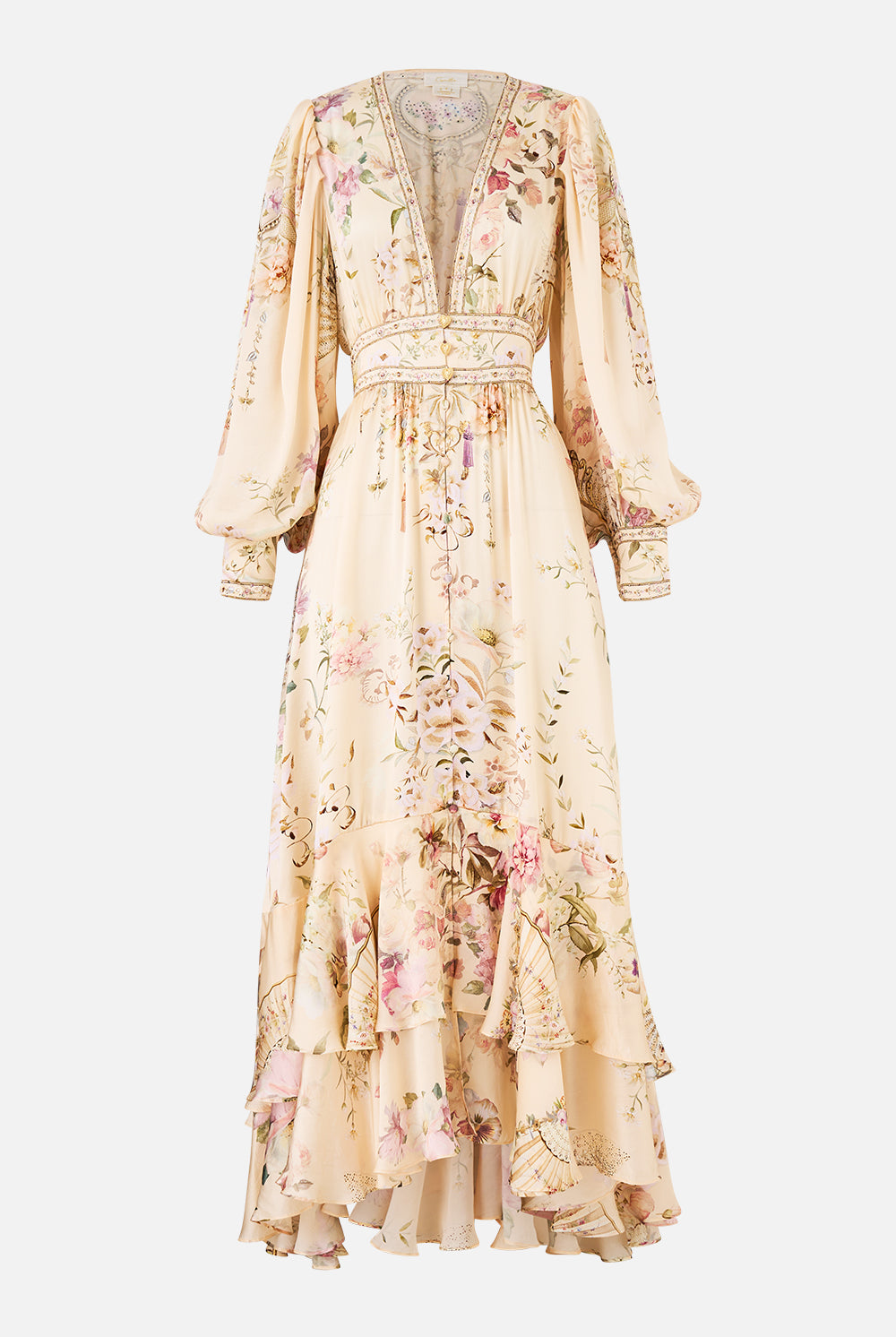 CAMILLA Long Button Front Dress - Adorned In Aranjuez - Magpie Style