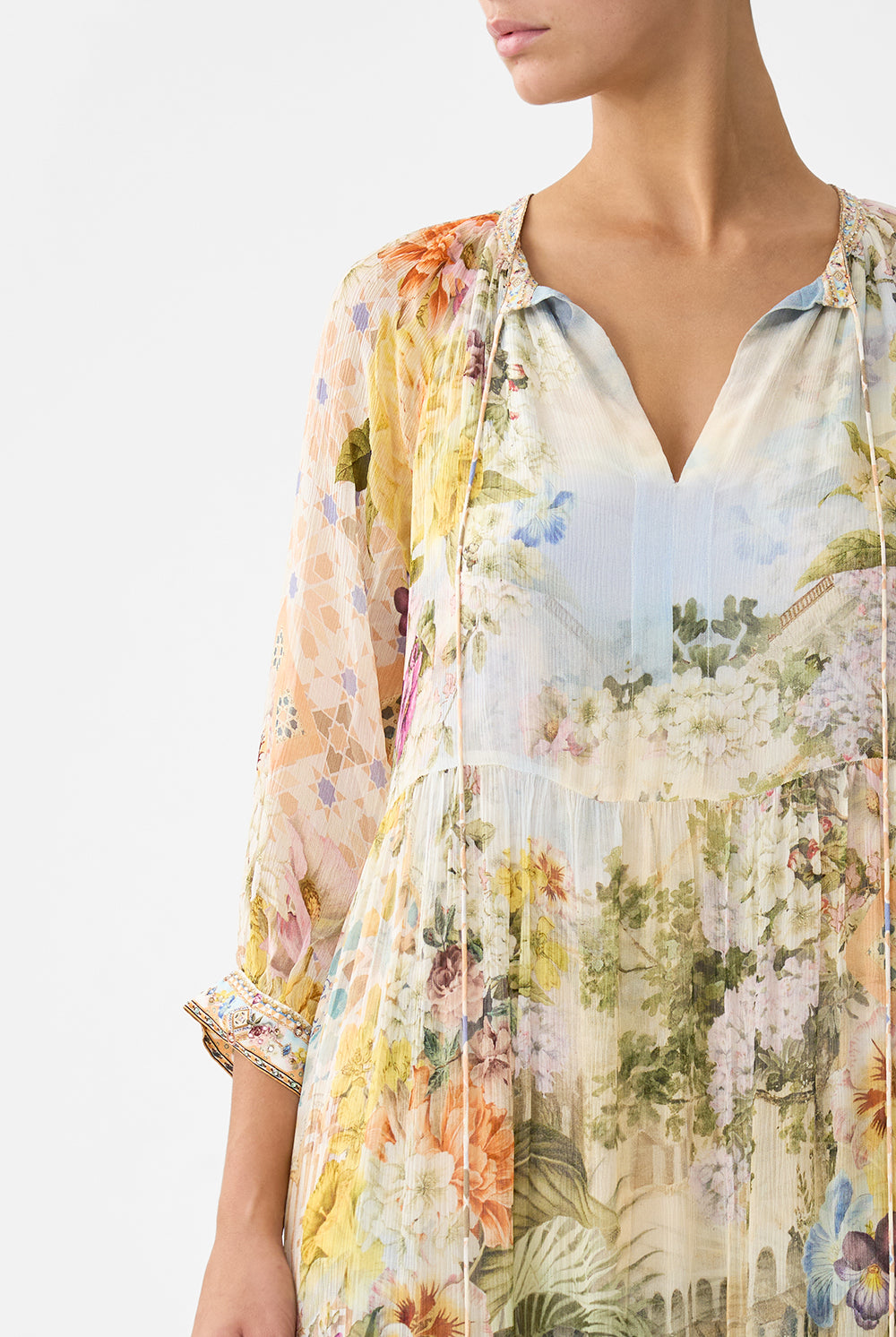 CAMILLA Long Gathered Panel Dress - The Architects of Alcazar - Magpie Style