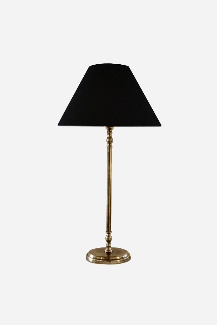 Lyon Oval Tall Lamp Base Antique Brass Finish — lamp base; shade shown for styling