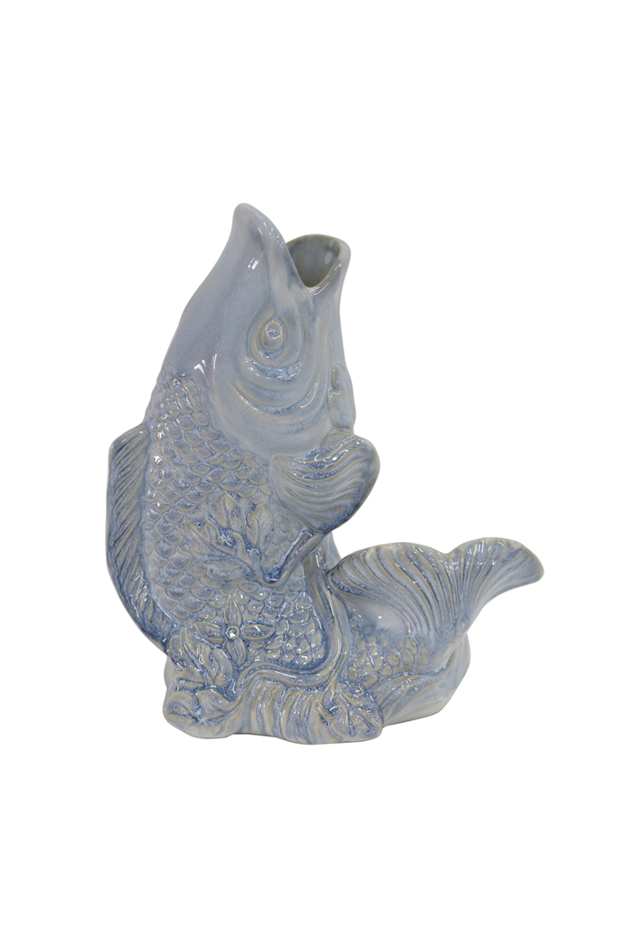 Marco Blue Ceramic Fish Vase