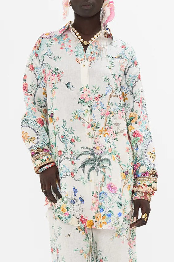 CAMILLA - Shirt Tunic with Side Buttons - Plumes and Parterres - Magpie Style