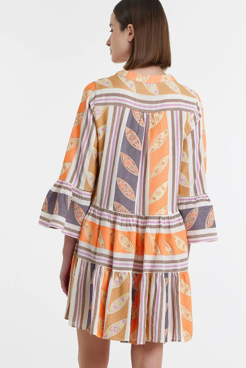 DEVOTION TWINS - Hermosa Short Dress Orange/Lilac - Magpie Style