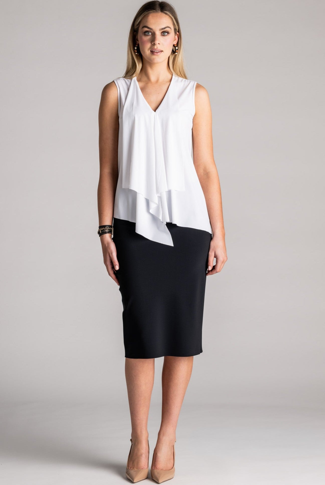 PAULA RYAN Regular Stretch Pencil Skirt Bonded Microjersey - Black - Paula Ryan