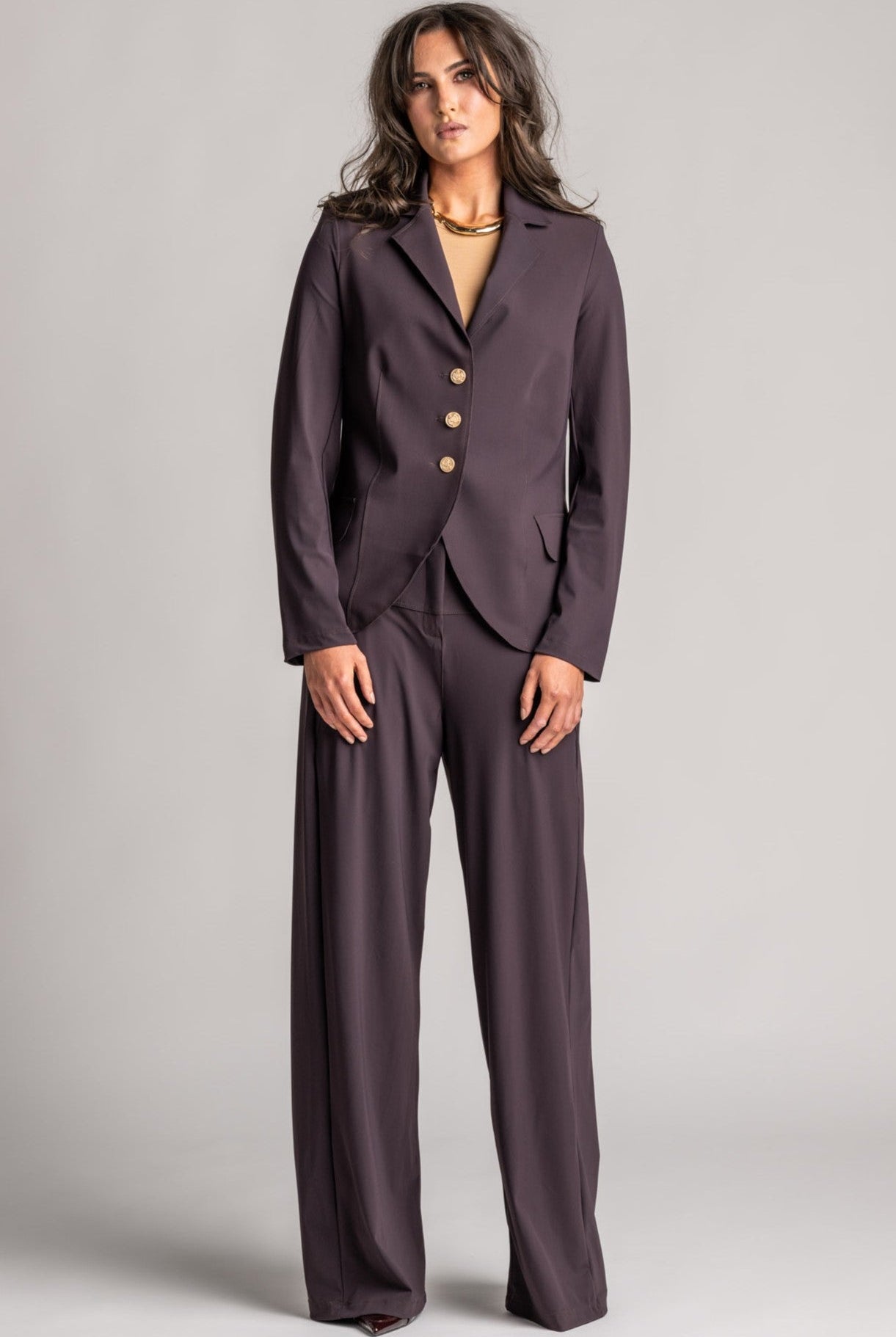 PAULA RYAN Classic Waisted Jacket - Cocoa Plum - Paula Ryan