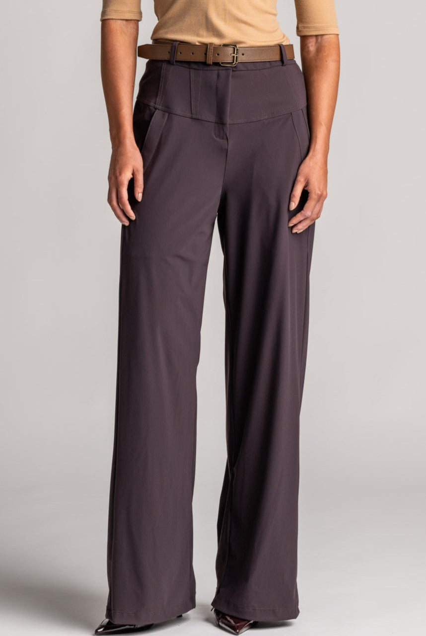 PAULA RYAN Wide Leg Pant - Cocoa Plum - Paula Ryan