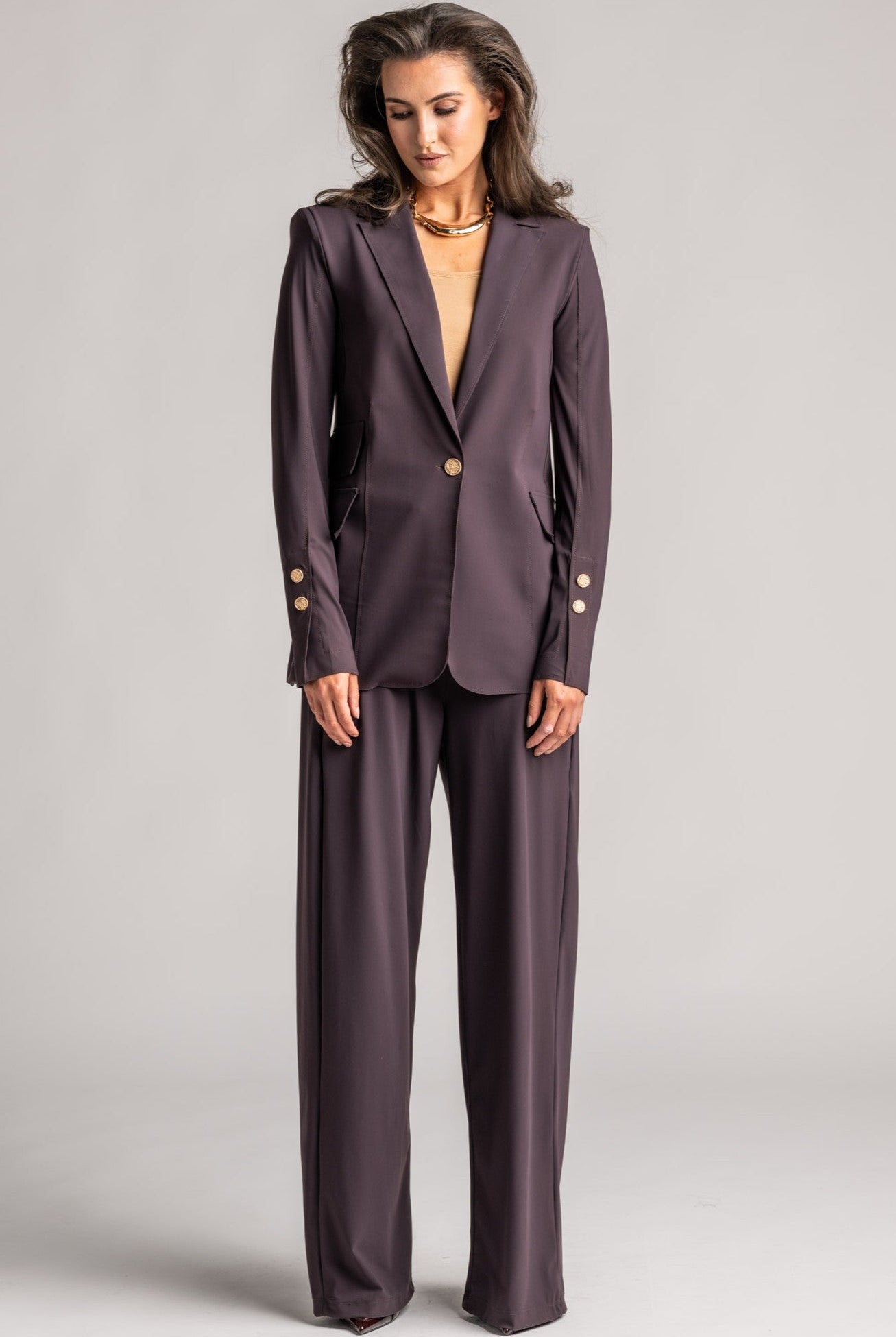 PAULA RYAN Wide Leg Pant - Cocoa Plum - Paula Ryan