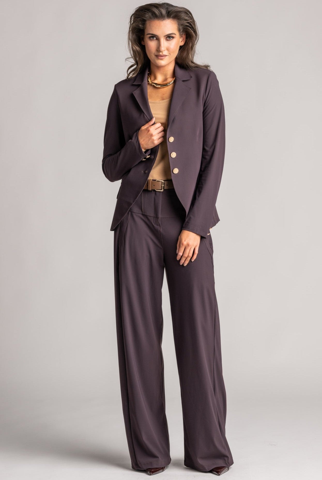 PAULA RYAN Wide Leg Pant - Cocoa Plum - Paula Ryan