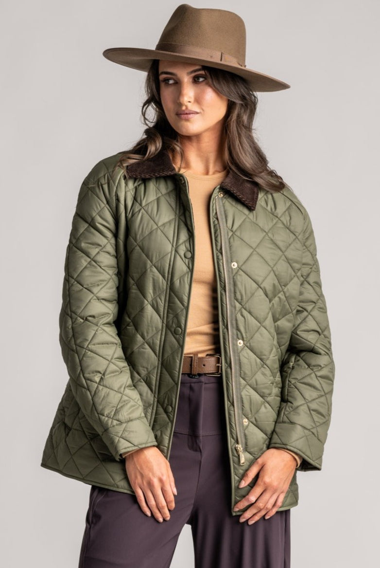 MOKE Daisy Quilt Jacket - Olive - Magpie Style