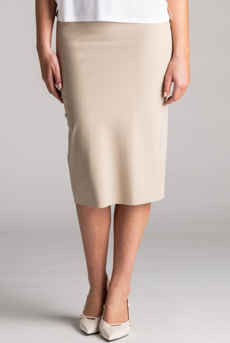 PAULA RYAN Regular Stretch Pencil Skirt Bonded Microjersey - Warm Sand - Paula Ryan
