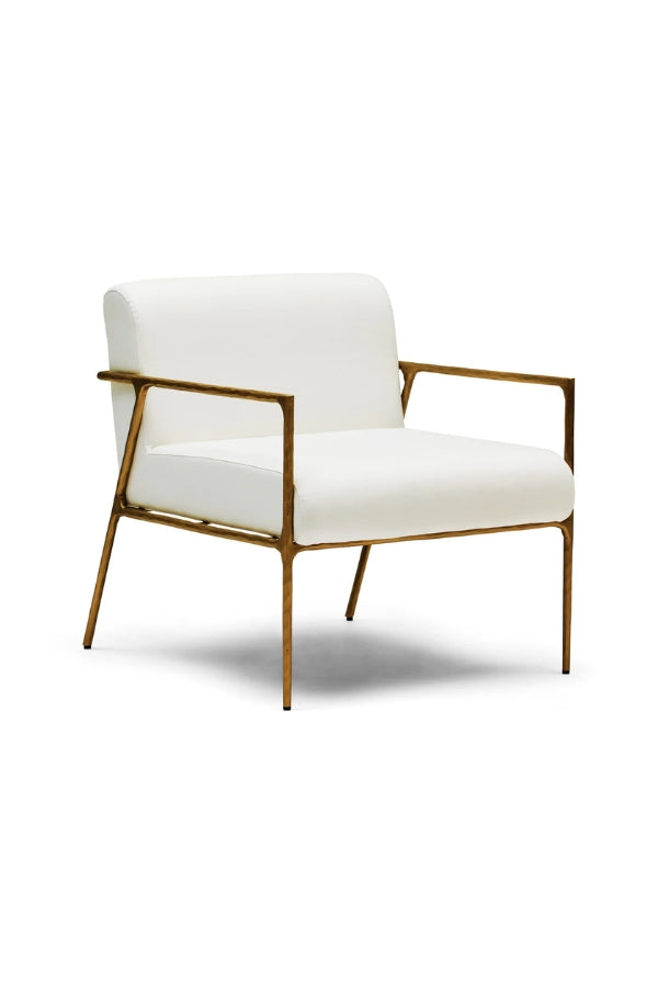 Mila Chair with Arms Powder White & Gold - Magpie Style