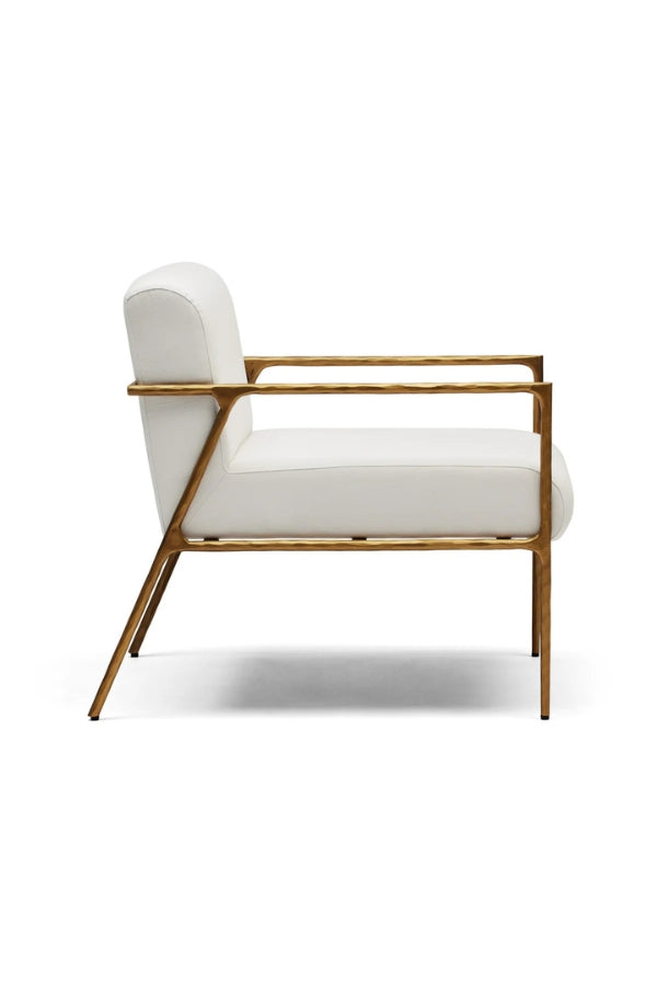 Mila Chair with Arms Powder White & Gold - Magpie Style