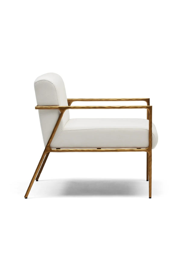 Mila Chair with Arms Powder White & Gold - Magpie Style