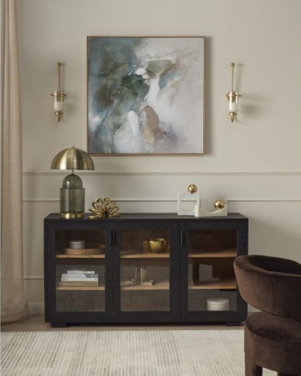 Black Frame Glass Door Cabinet - Magpie Style