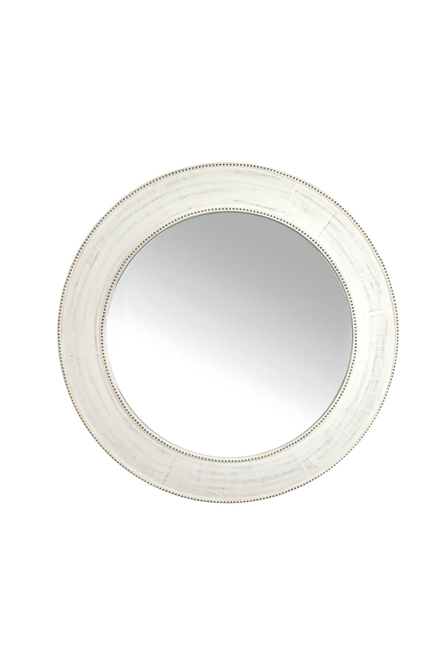 St Lucia Round Wooden Mirror - White Wash - Magpie Style