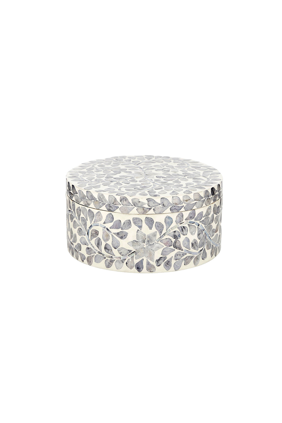 Nia Capiz Shell Inlay Box Grey/ Ivory - Magpie Style