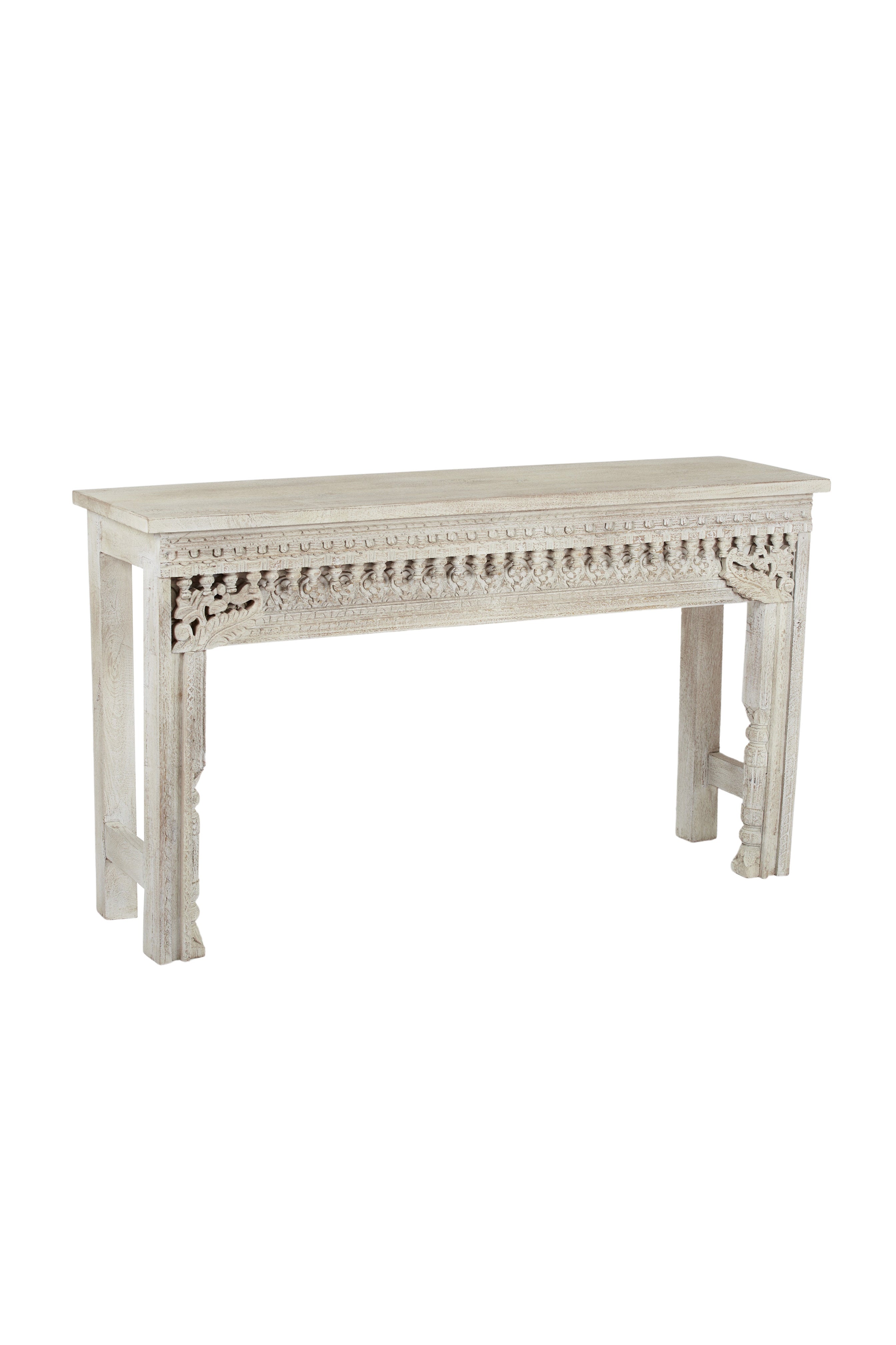 Isha Hand Carved Timber Console - White - Magpie Style