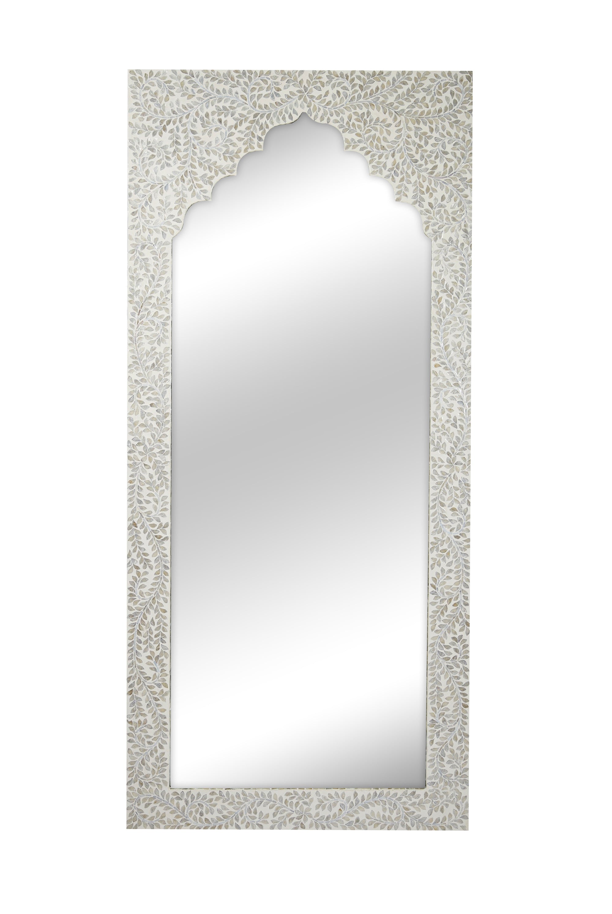 Moroccan Arched Capiz Shell Inlay Floor Mirror - Magpie Style