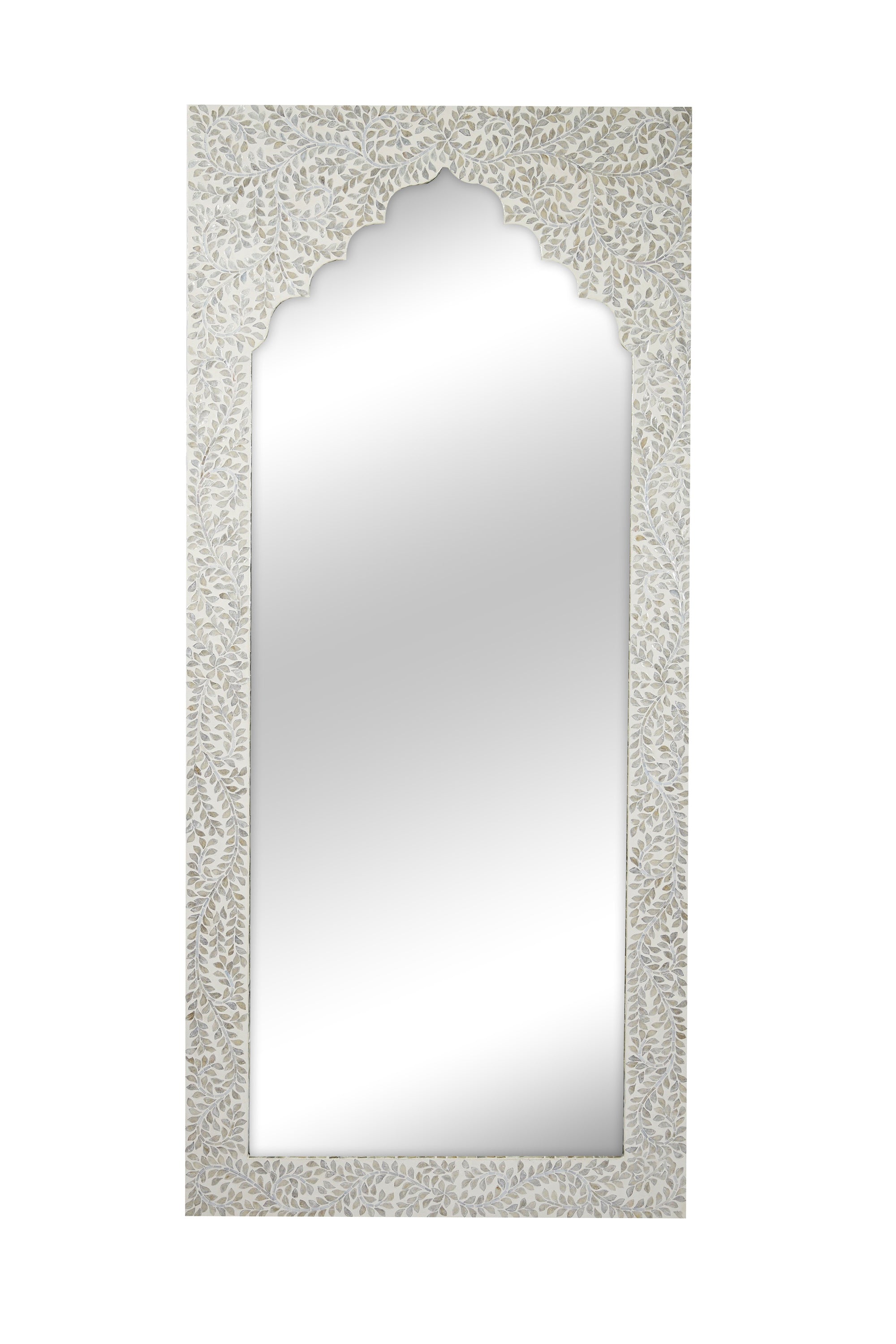 Moroccan Arched Capiz Shell Inlay Floor Mirror - Magpie Style